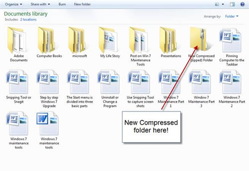 Creating a compressed folder in Windows 7...3 Creating a compressed folder in Windows 7, compressed folder, Windows 7