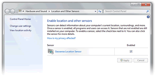 geosense for windows 7, location aware api, gps, Long Zhen