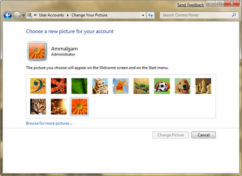 Windows 7 Change Your Picture, Change Your Picture
