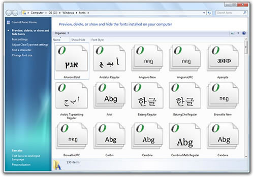 Windows 7 Fonts, Fonts Windows 7, Windows fonts