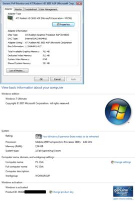 ati radeon 3850 512mb (agp) works fine, Windows 7 Graphics Cards Comments and Questions