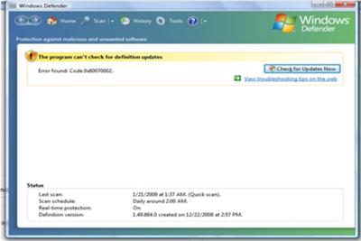 error code 0x80070002 in my dell laptop inspiron (windows vista), Dell Desktops and Laptops with Windows 7 Comments and Questions
